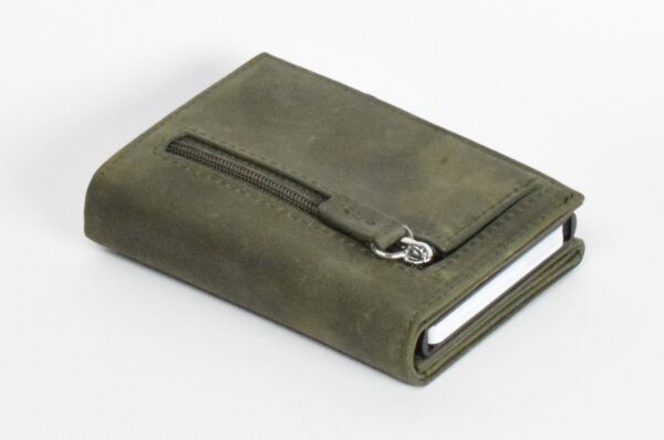 Olive green pop up wallet