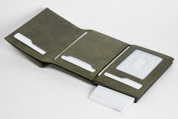 Olive green pop up wallet - Image 5